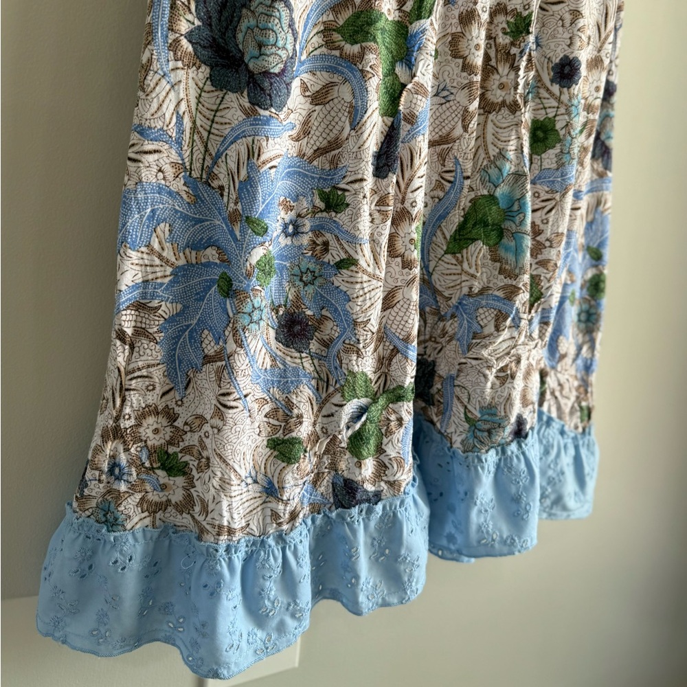 Free People Y2K Boho Floral Sleeveless Tunic Dress - Light Blue - Size Medium - Picture 9 of 16